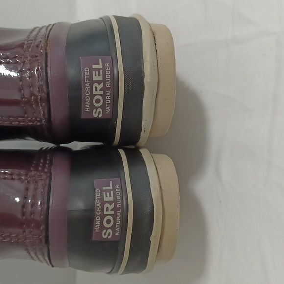 Sorel women's waterproof boots patent mid-calf lace-up black-purple size 5 - Picture 4 of 10
